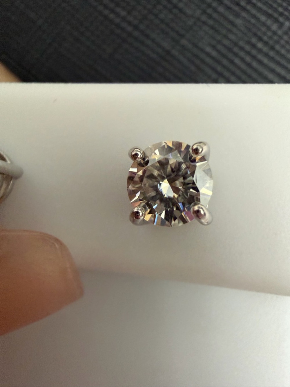Sterling Silver Moissanite Stud Earrings - Clear/White - Picture 3 of 3